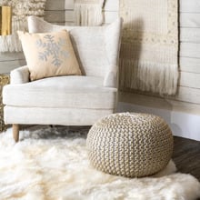 30cm Hand-Knitted Cotton Pouffe